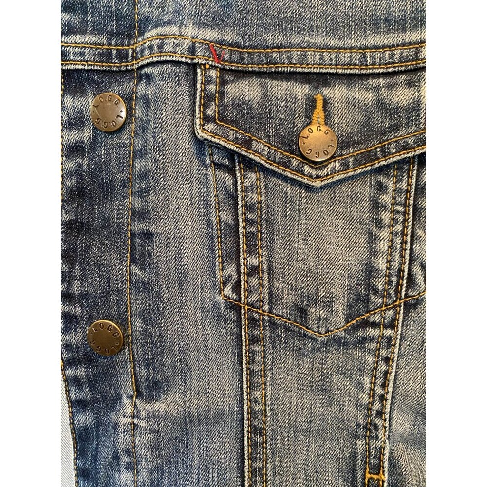H&M L.O.G.G. Jean Jacket Denim Size 10 Utility Cotton Dark Wash LOGG Buttons - Picture 5 of 12